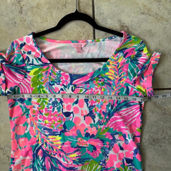 Lilly Pulitzer Gumbo Limbo TAMMY TSHIRT DRESS French Terry UPF50+ Giraffes Small - Picture 8 of 8